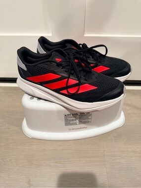 adidas Black Running Shoes with Red Stripes